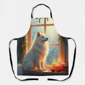 Tablier Samoyed Under the Mistletoe Christmas Painting (Recto)