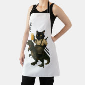 Tablier Samurai Cat with Beer & T-Rex | Retro Japanese Art (Insitu)