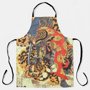 Tablier Samurai combat un tigre, Kuniyoshi, Ukiyo-e