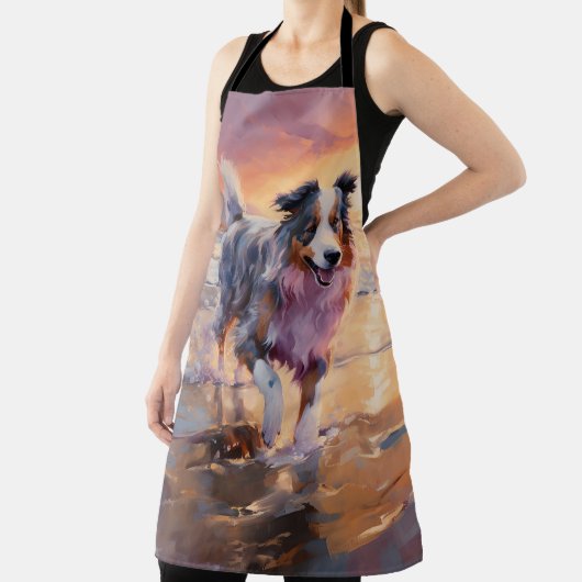 Tablier Sandy Australian Shepherd Dog on Beach Sunset (Insitu)