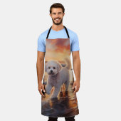 Tablier Sandy Paws Bichon Frise Dog sur Beach Sunset (Porté)
