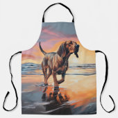 Tablier Sandy Paws Bloodhound Dog on Beach Sunset (Recto)