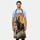 Tablier Sandy Paws Chien Malinois Belge sur le coucher du  (Porté)