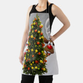 Tablier Santa claus and reindeer behind a christmas tree.j (Insitu)