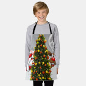 Tablier Santa claus and reindeer behind a christmas tree.j (Porté)