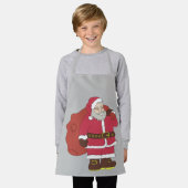 Tablier Santa Claus en rouge avec sac cadeau et lunettes (Porté)