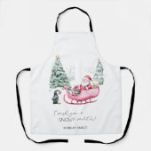 Tablier Santa Claus, Sleigh, Penguin, Forêt (Recto)