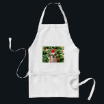 Tablier Santa Hat Bulldog Christmas Tree Snowman boîte cad<br><div class="desc">Mignonne photo Bulldog avec boîte cadeau de Noël Tree Snowman en arrière - plan. Un cadeau parfait pour Noël !</div>