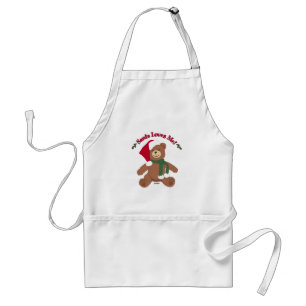 Tablier Santa m'aime ! Ours en peluche de Noël