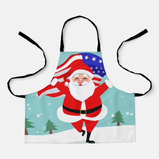 Tablier Santa running with american flag (Recto)