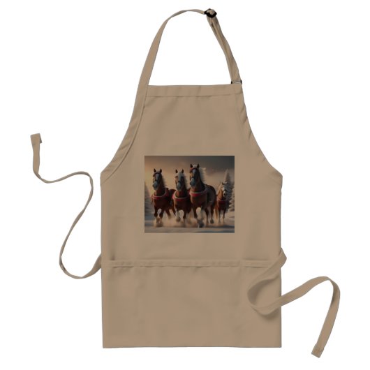 Tablier Santas Chevaux de Neige de Noël, (Devant)