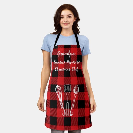 Tablier Santa's Favorite Chef Flannel (Porté)