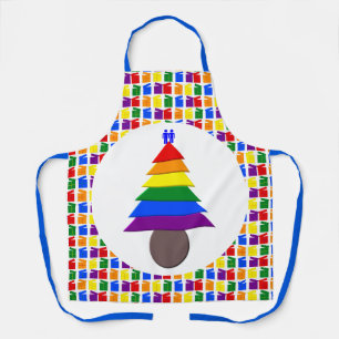Tablier Sapin de Noël arc-en-ciel pour hommes gays et cade
