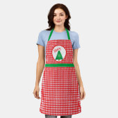 Tablier Sapin de Noël avec Gingham Rouge Fête de Fêtes (Porté)