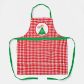 Tablier Sapin de Noël avec Gingham Rouge Fête de Fêtes (Recto)