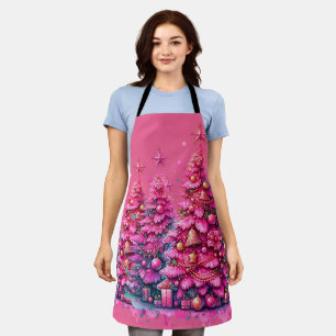 Tablier Sapin de Noël Rose Tendance Esthétique Prépa Fémin