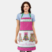 Tablier Sapins de Noël Rose et Vert Prépa (Porté)