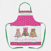 Tablier Sapins de Noël Rose et Vert Prépa (Recto)