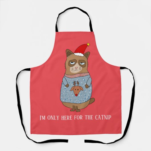 Tablier Sarcastique drôle Noël moche Chat (Recto)