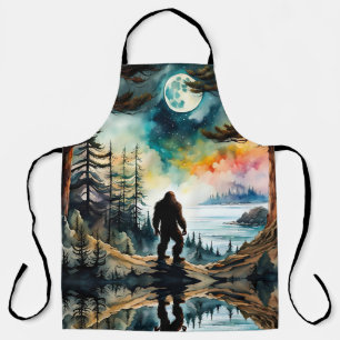 Tablier Sasquatch debout sur la crête surplombant l'océan