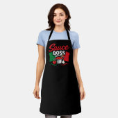 Tablier Sauce Boss - Drôle Italien Noir (Porté)