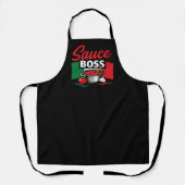 Tablier Sauce Boss - Drôle Italien Noir (Recto)