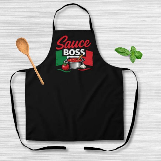 Tablier Sauce Boss - Drôle Italien Noir