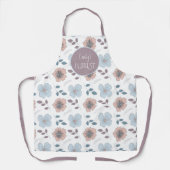 Tablier Saumon fleuriste rose Dusty bleu Motif feuille de (Recto)