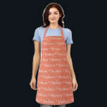 Tablier Saumon personnalisé blanc nom texte motif mignon<br><div class="desc">Saumon personnalisé orange blanc nom texte mignon motif Apron. vous pouvez modifier le nom ou le texte. Idéal pour cuisiniers,  chefs,  poteries,  céramiques,  artisanat,  travail,  cuisine,  boulangerie,  barbecue,  grill,  mais aussi pour les entreprises et les magasins,  etc</div>