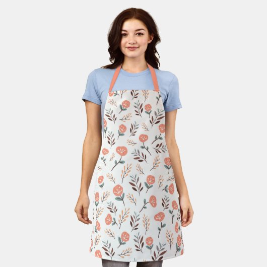Tablier Scandi Apron with Red Poppies (Porté)