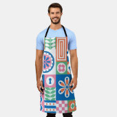 Tablier Scandinave Folk Floral Abstrait Motif (Porté)