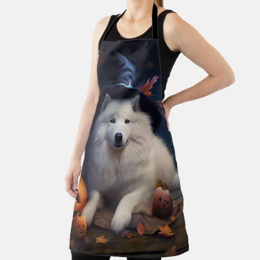 Tablier Scary d'Halloween Citrouille Samoyé (Insitu)