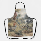 Tablier Scène botanique de zèbres et lions dans une oasis (Recto)