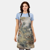 Tablier Scène botanique de zèbres et lions dans une oasis (Porté)