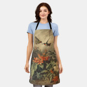 Tablier Scène botanique vintage d'hummingbirdet de fleurs (Porté)
