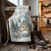 Tablier Scène de cabane enneigée lumineuse
