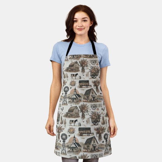 Tablier Scène de ferme rustique (Porté)