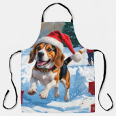 Tablier Scène de fête de Noël beagle (Recto)