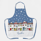 Tablier Scène de neige dans la rue de Noël (Recto)