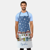 Tablier Scène de neige dans la rue de Noël (Porté)