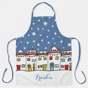 Tablier Scène de neige dans la rue de Noël