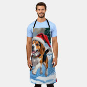 Tablier Scène de neige festive de Noël avec Beagle (Porté)