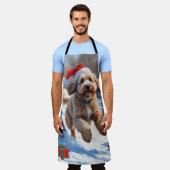 Tablier Scène de neige festive de Noël Bernedoodle (Porté)