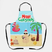 Tablier Scène de Noël de plage (Recto)