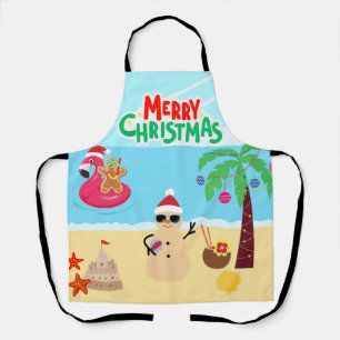 Tablier Scène de Noël de plage