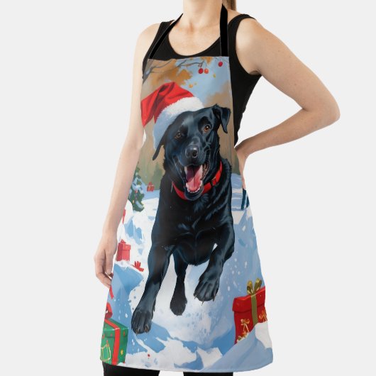 Tablier Scène de Noël du Labrador noir (Insitu)