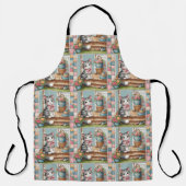 Tablier Scène de patchwork floral avec un chat sur une vér (Recto)