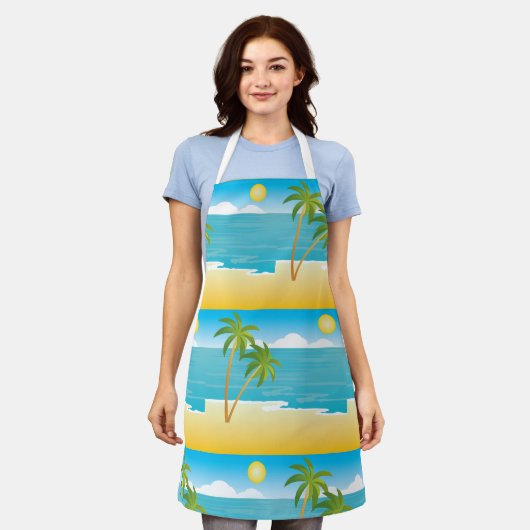 Tablier Scène De Plage De Palm Tree (Porté)