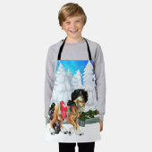 Tablier Scène D'Hiver Avec Cheval Et clôture Joyeux Noël (Porté)