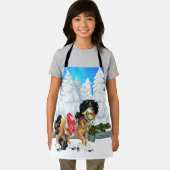 Tablier Scène D'Hiver Avec Cheval Et clôture Joyeux Noël (Insitu)